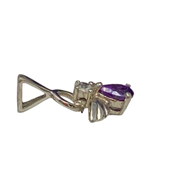 WS‎ 925 Sterling Silver and Amethyst Flying Angel Pendant - Picture 5 of 8